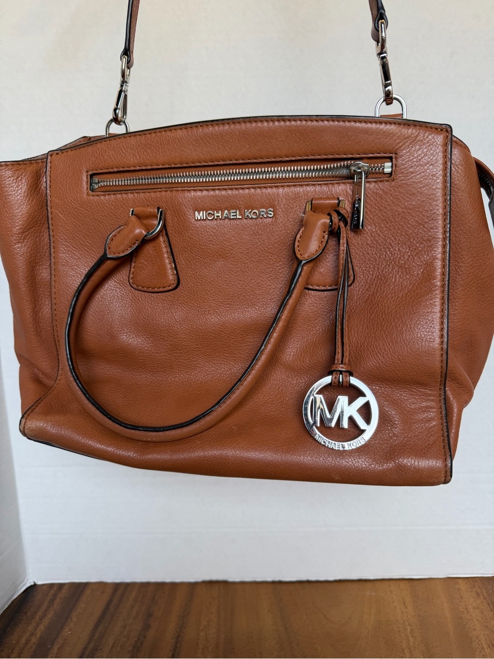 Michael Kors Brown Pebbled Leather Satchel Crossbody Bag